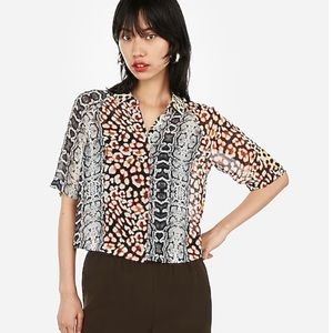 Animal print Elbow button up size S